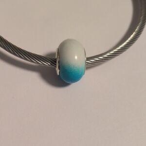 Silver Two Tone Ombre White and Blue Charm‎ for Pandora Style Bracelet